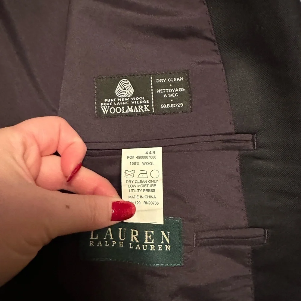Lauren Ralph Lauren 44R Blue Pure New Wool Blazer Office Career Jacket